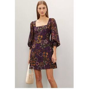 Slate and Willow Deep Floral 3/4 Sleeve Square Neck Dress Size 8